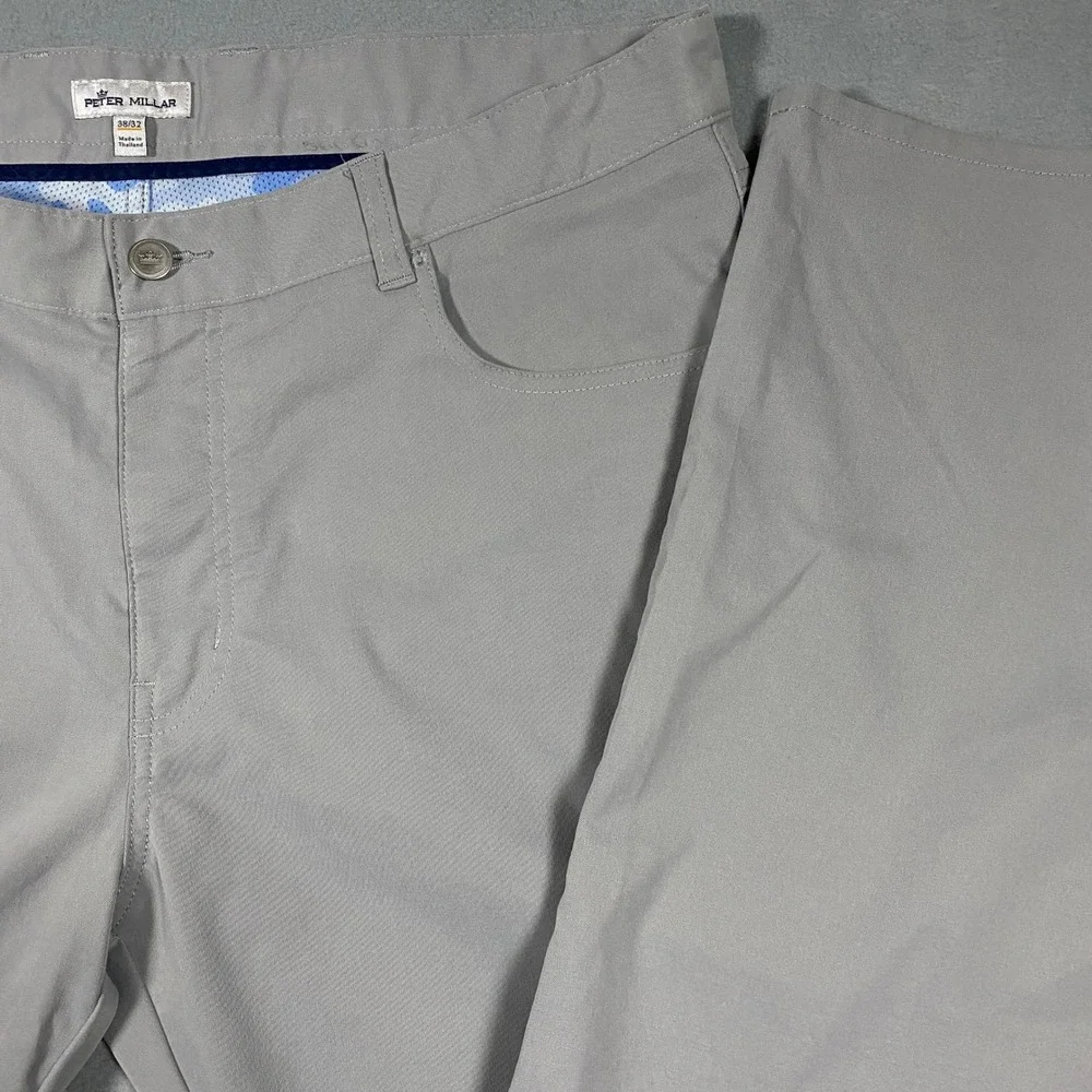 Peter Millar EB66‎ 38x32 Crown Sport Mens Gray 5-Pocket Golf Pants Polyester